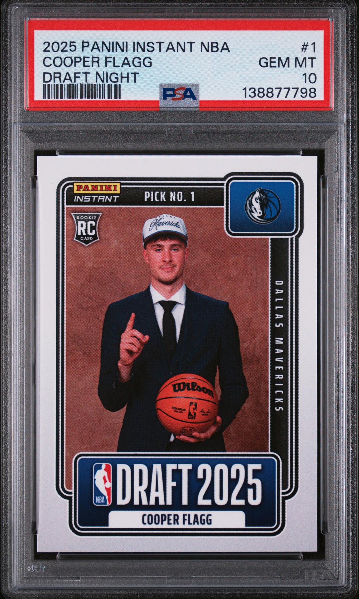 2025 Panini Instant NBA Draft Night Cooper Flagg #NBADN1 /68380 /1 PSA 10