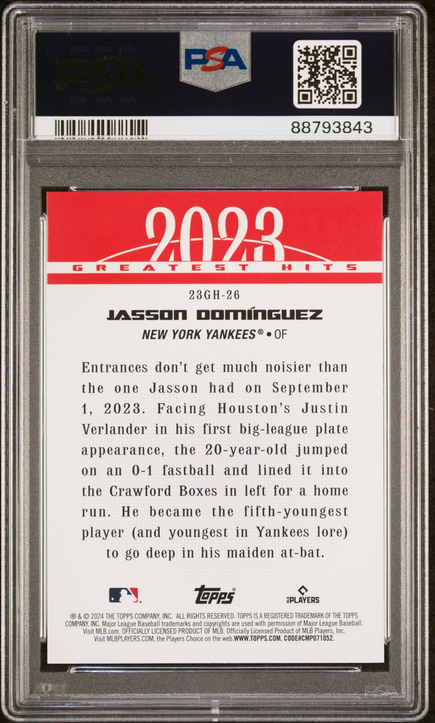 2024 Topps 2023 Greatest Hits Jasson Dominguez #23GH26 PSA 10