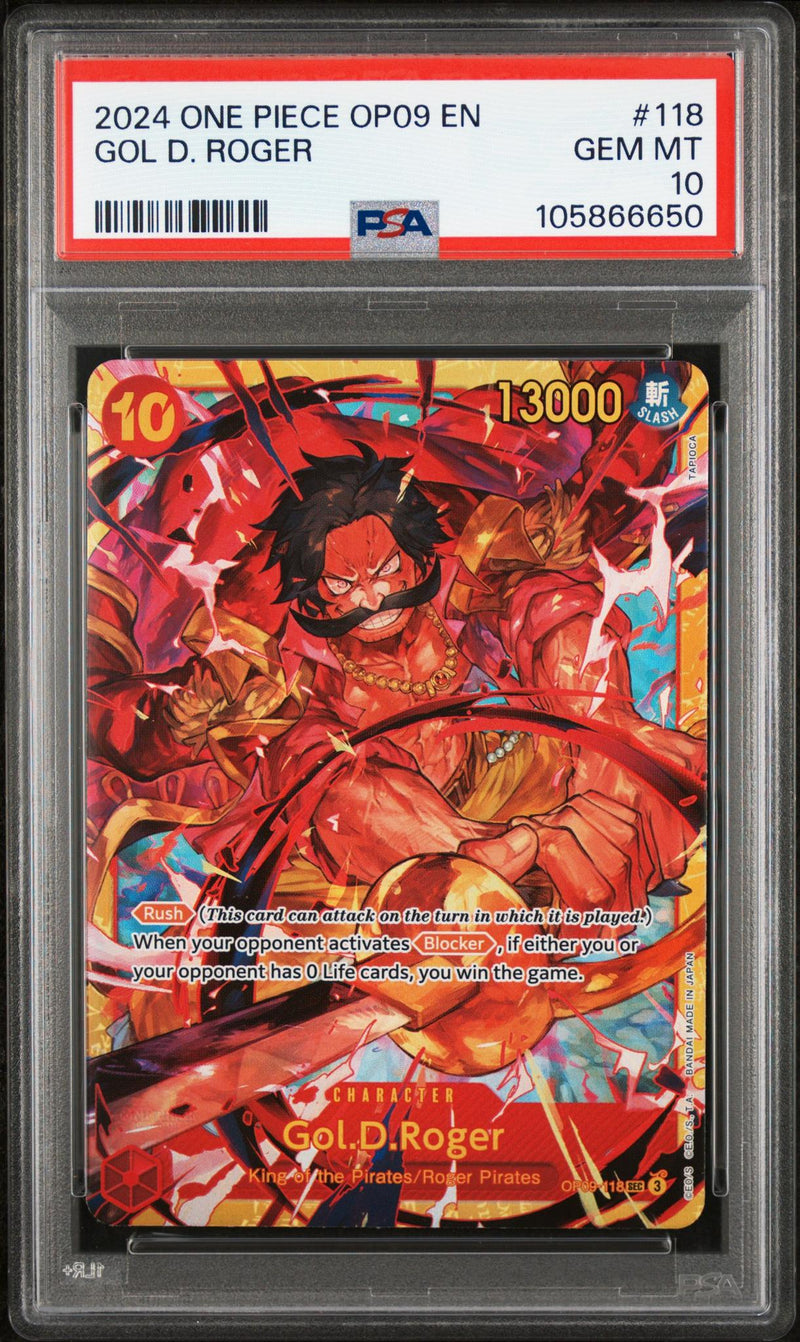 One Piece Card Game Gol D. Roger OP09-118 PSA 10