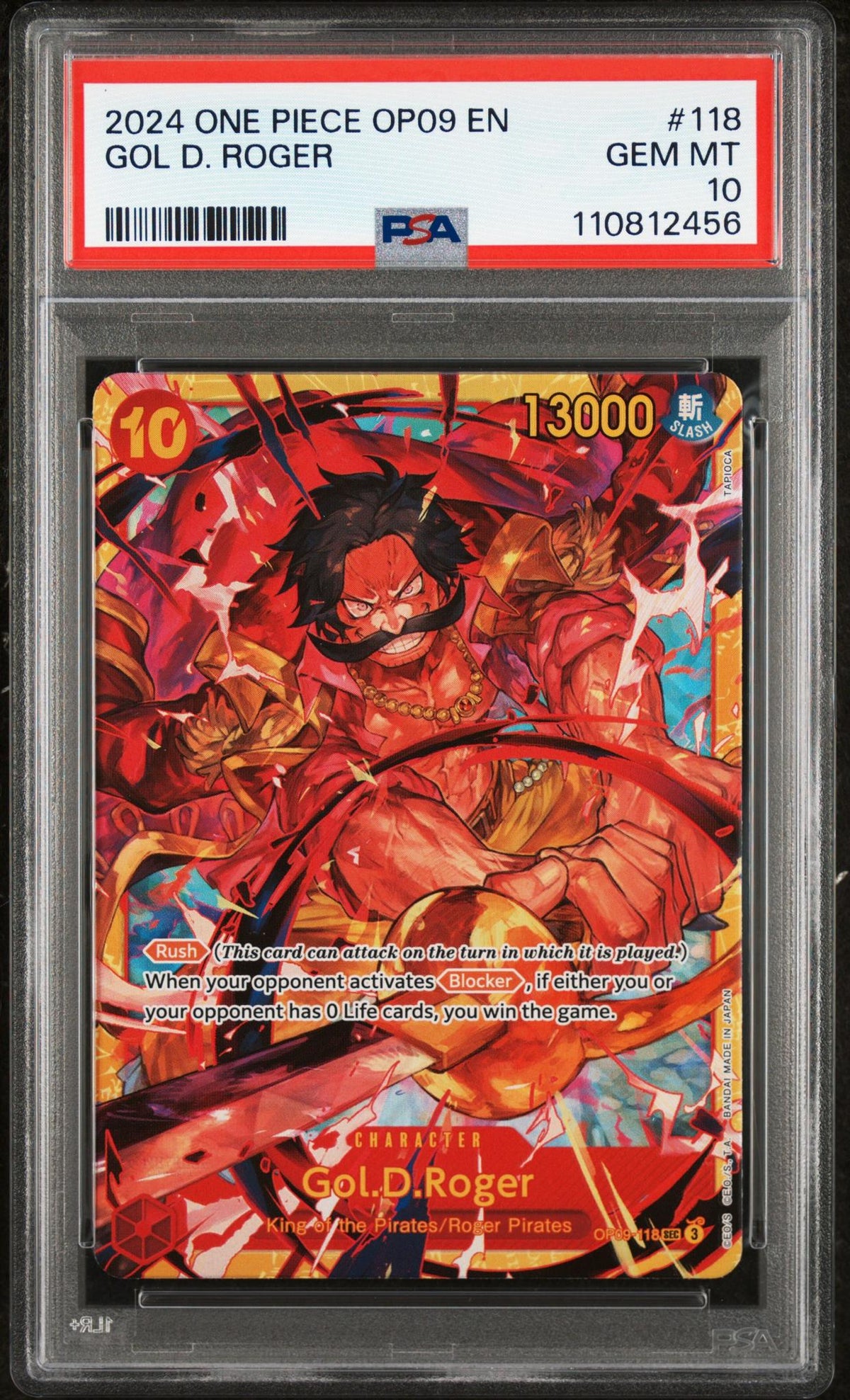 One Piece Card Game Gol D. Roger OP09-118 PSA 10