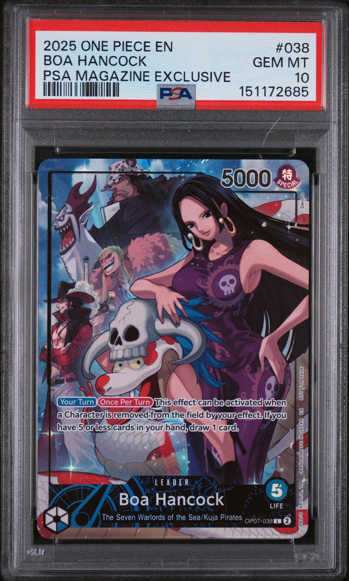 One Piece Card Game Boa Hancock #038 PSA Magazine Exclusive PSA 10