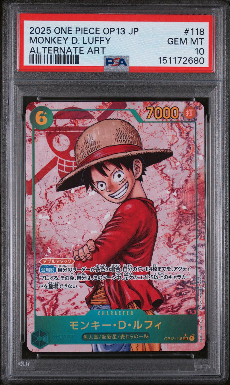 2025 One Piece Monkey D. Luffy #118 Alternate Art PSA 10