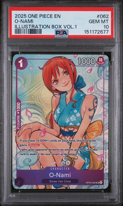 One Piece Card Game O-Nami OP05-062 Illustration Box Vol.1 PSA 10