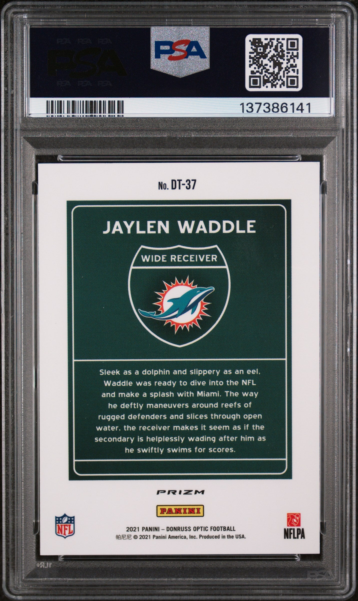 2021 Donruss Optic Downtown Jaylen Waddle #DT-37 PSA 9