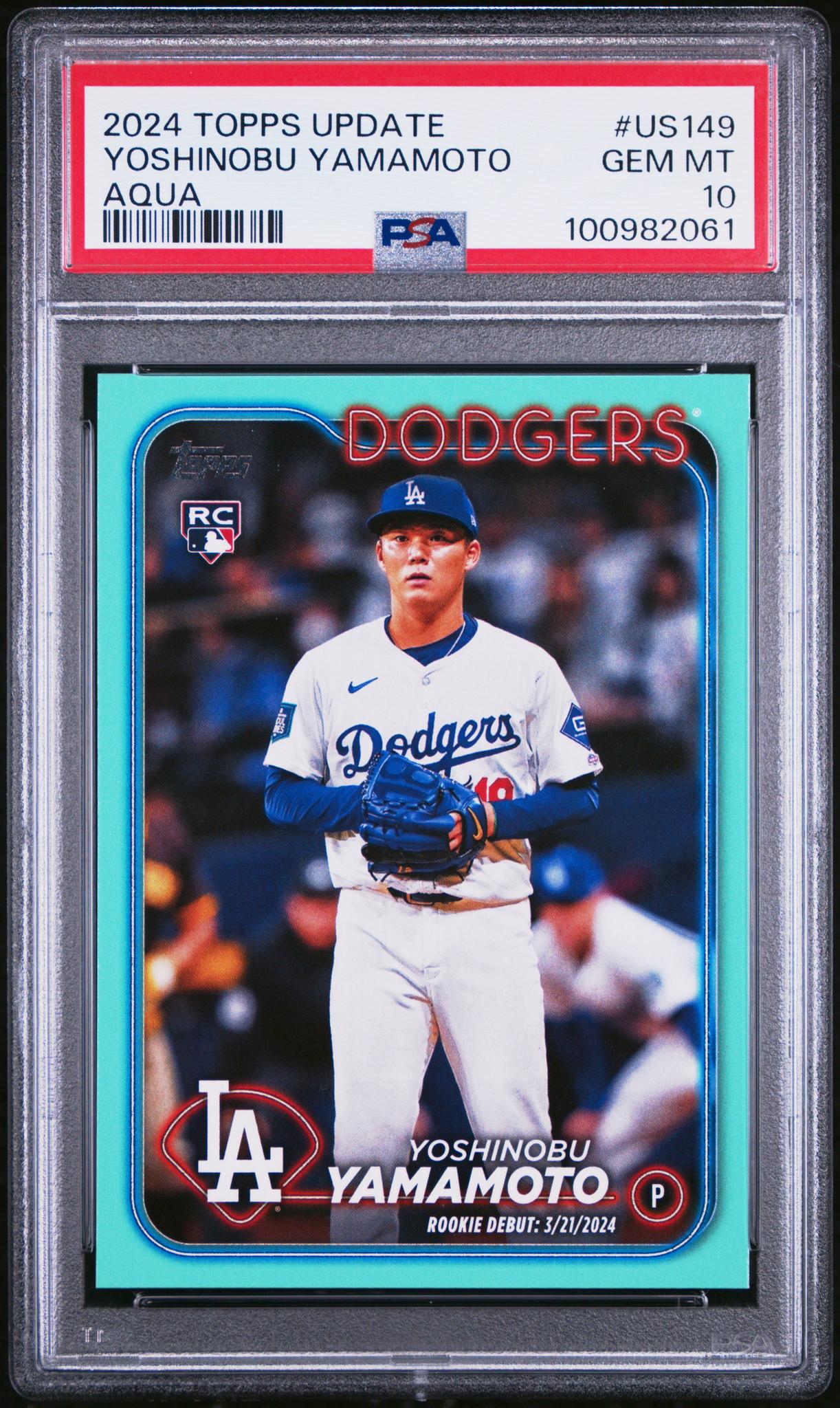 2024 Topps Update Aqua Yoshinobu Yamamoto #US149 PSA 10
