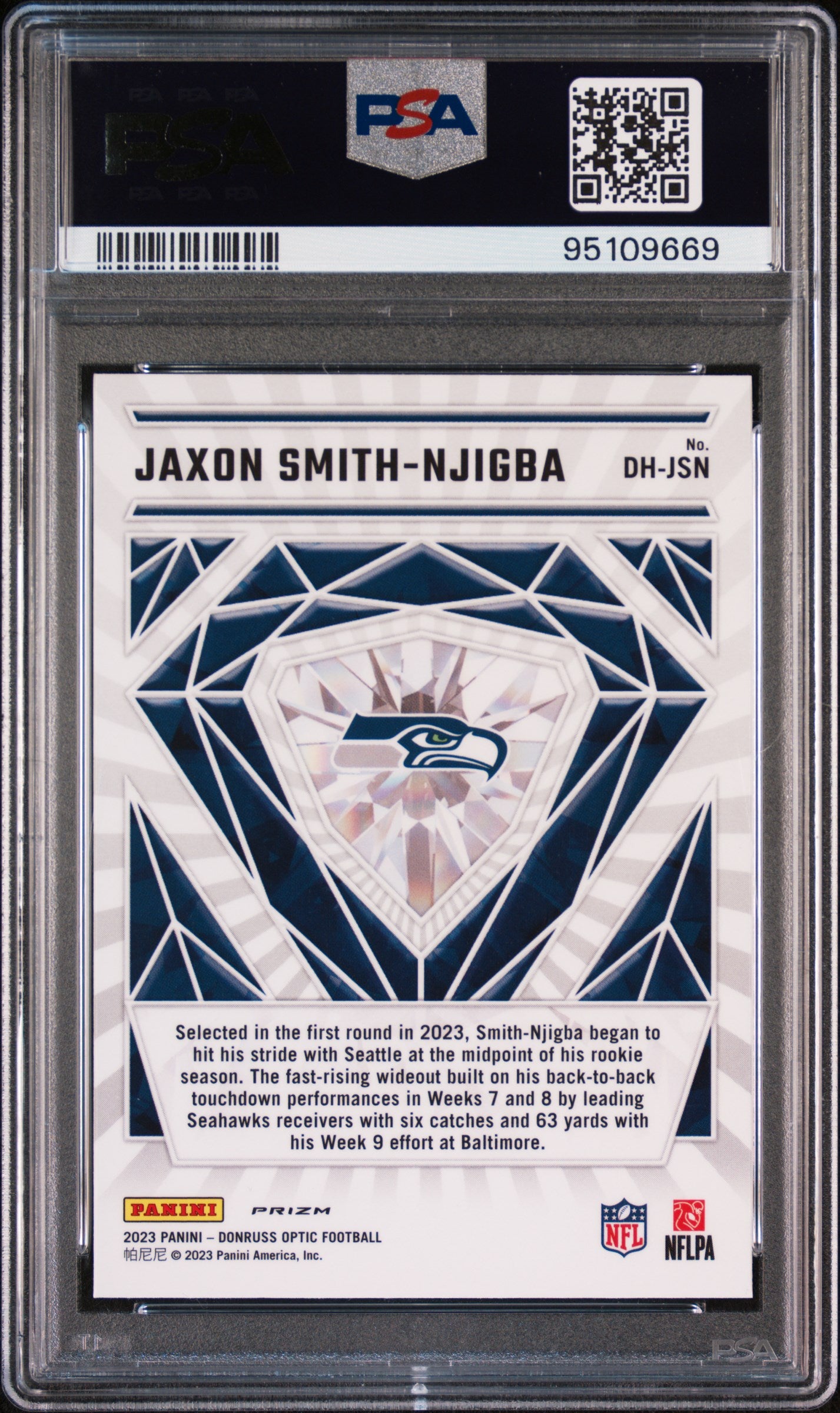 2023 Donruss Optic Diamond Hands Jaxon Smith-Njigba #DHJSN PSA 10