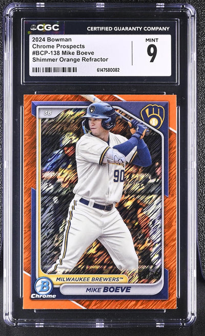 2024 Bowman Chrome Prospects Mike Boeve #BCP-138 Shimmer Orange Refractor CGC 9