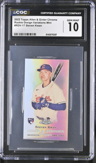 2022 Topps Allen & Ginter Chrome # Steven Kwan Rookie Design Variations Mini CGC 10