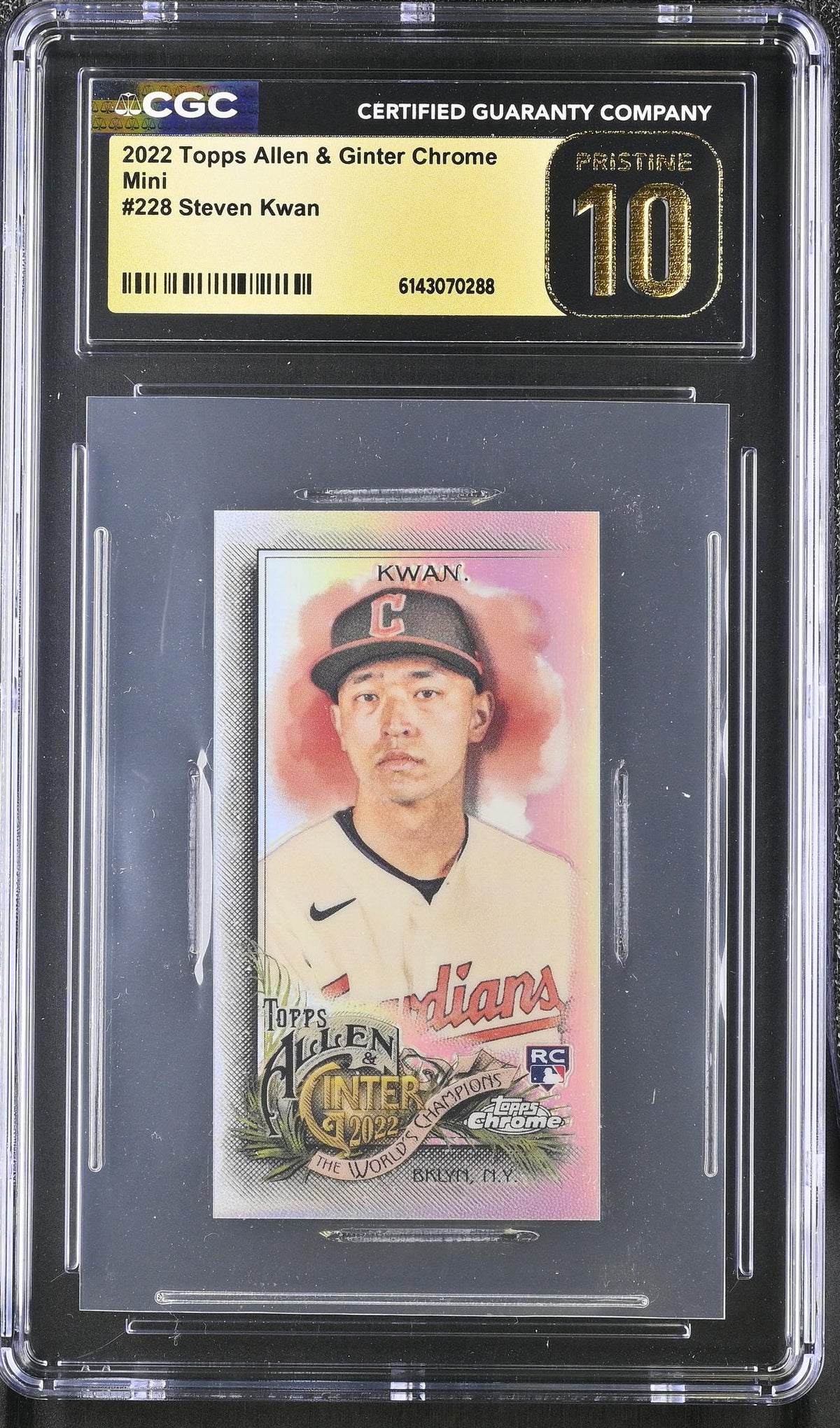 2022 Allen & Ginter Chrome #228 Steven Kwan The World's Champions CGC 10