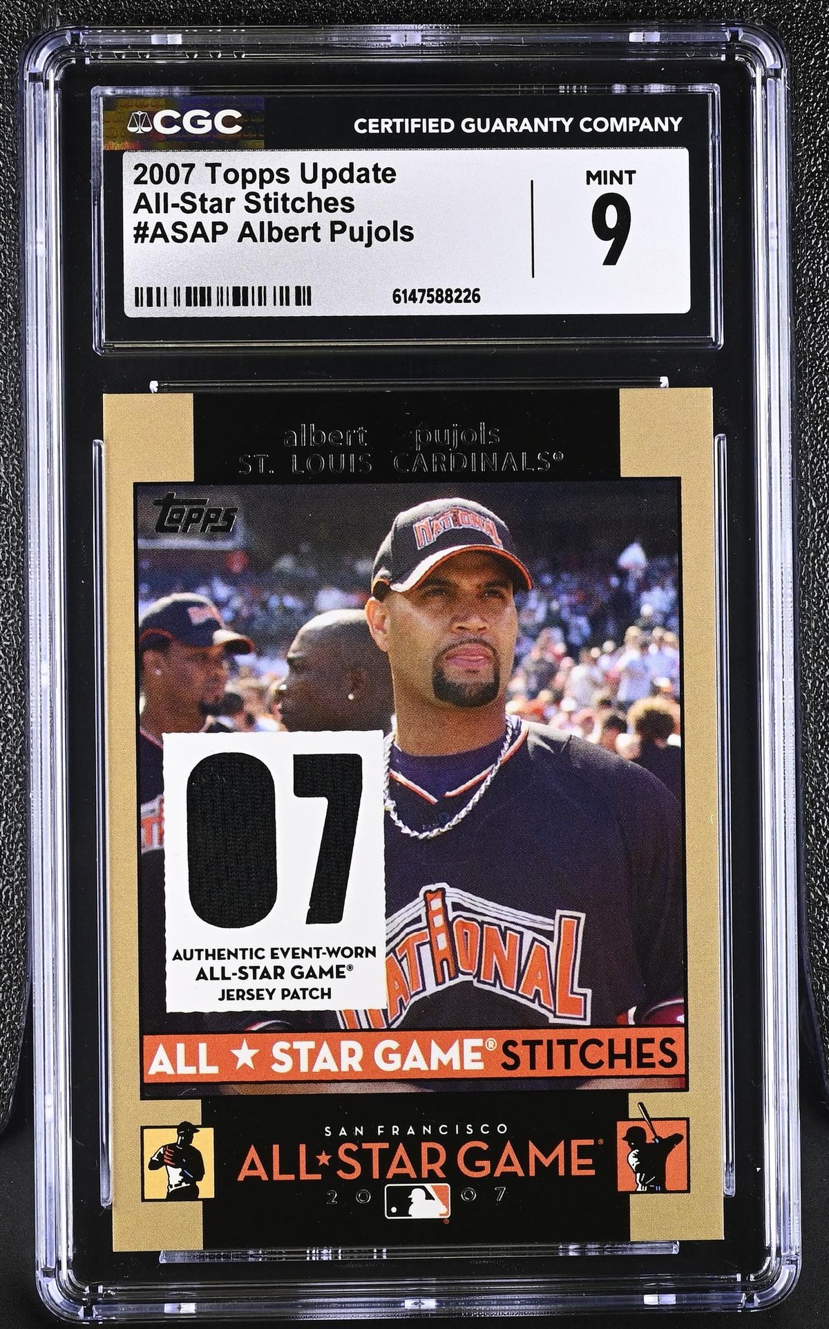 2007 Topps Update #ASAP Albert Pujols All-Star Stitches CGC 9