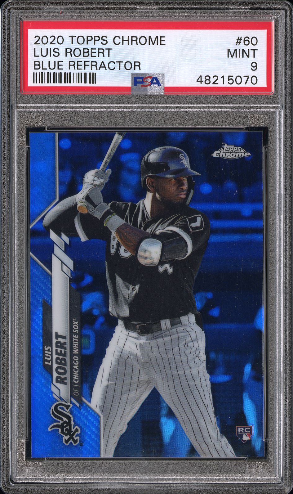 2020 Topps Chrome Blue Refractor Luis Robert #60 /150 PSA 9