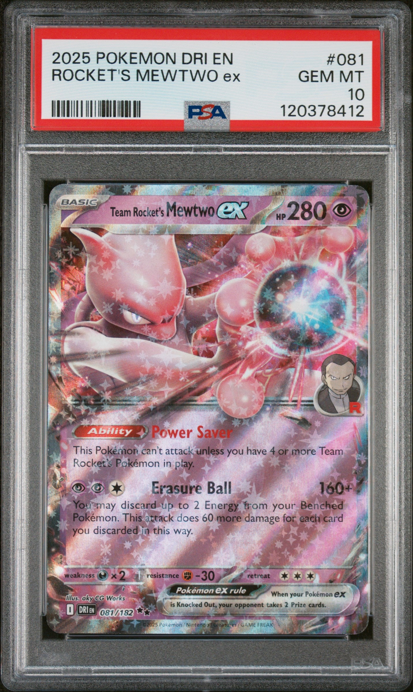 2025 Pokemon Scarlet and Violet Destined Rivals Team Rocket's Mewtwo Ex #081 PSA 10