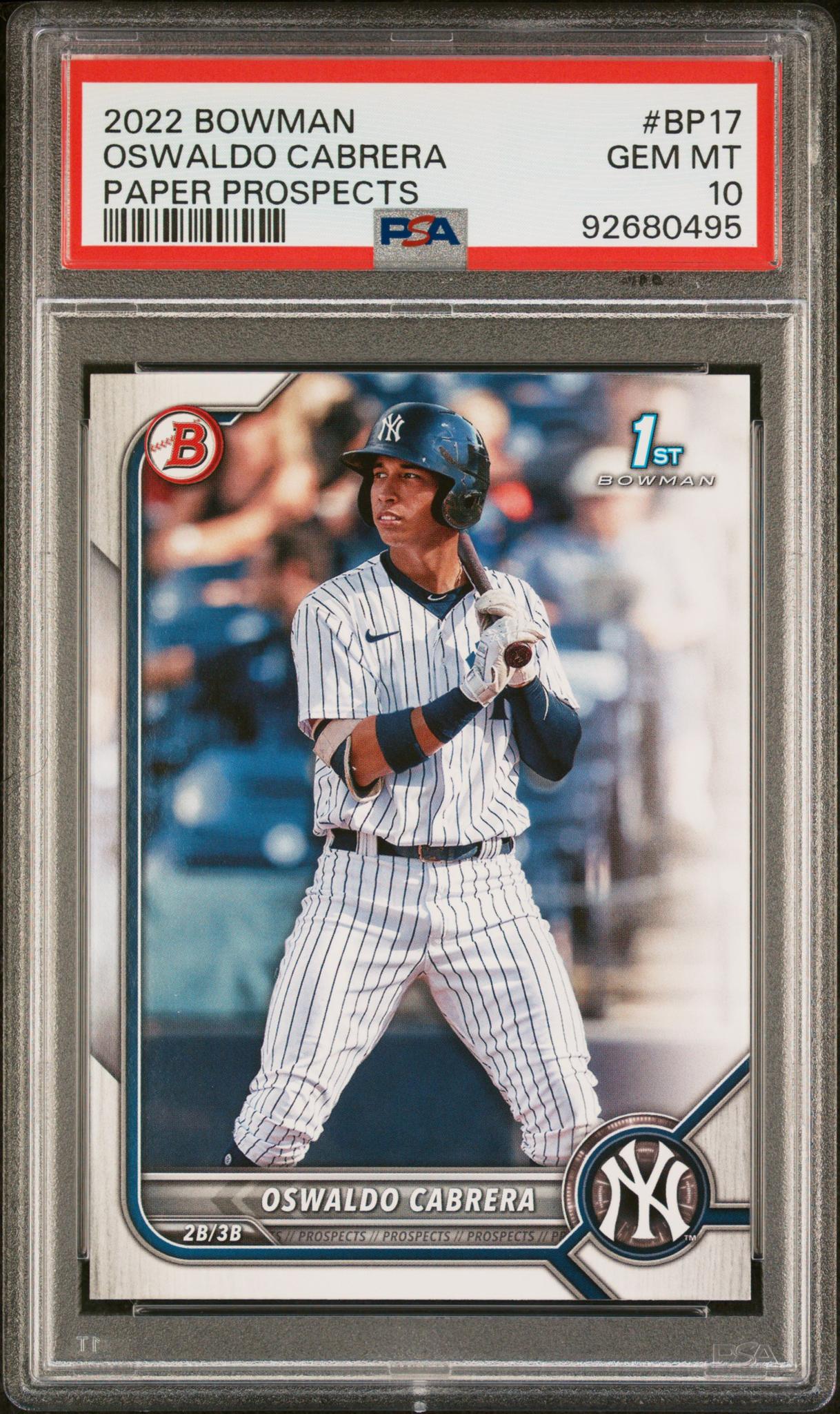 2022 Bowman Paper Prospect Oswaldo Cabrera #BP17 PSA 10