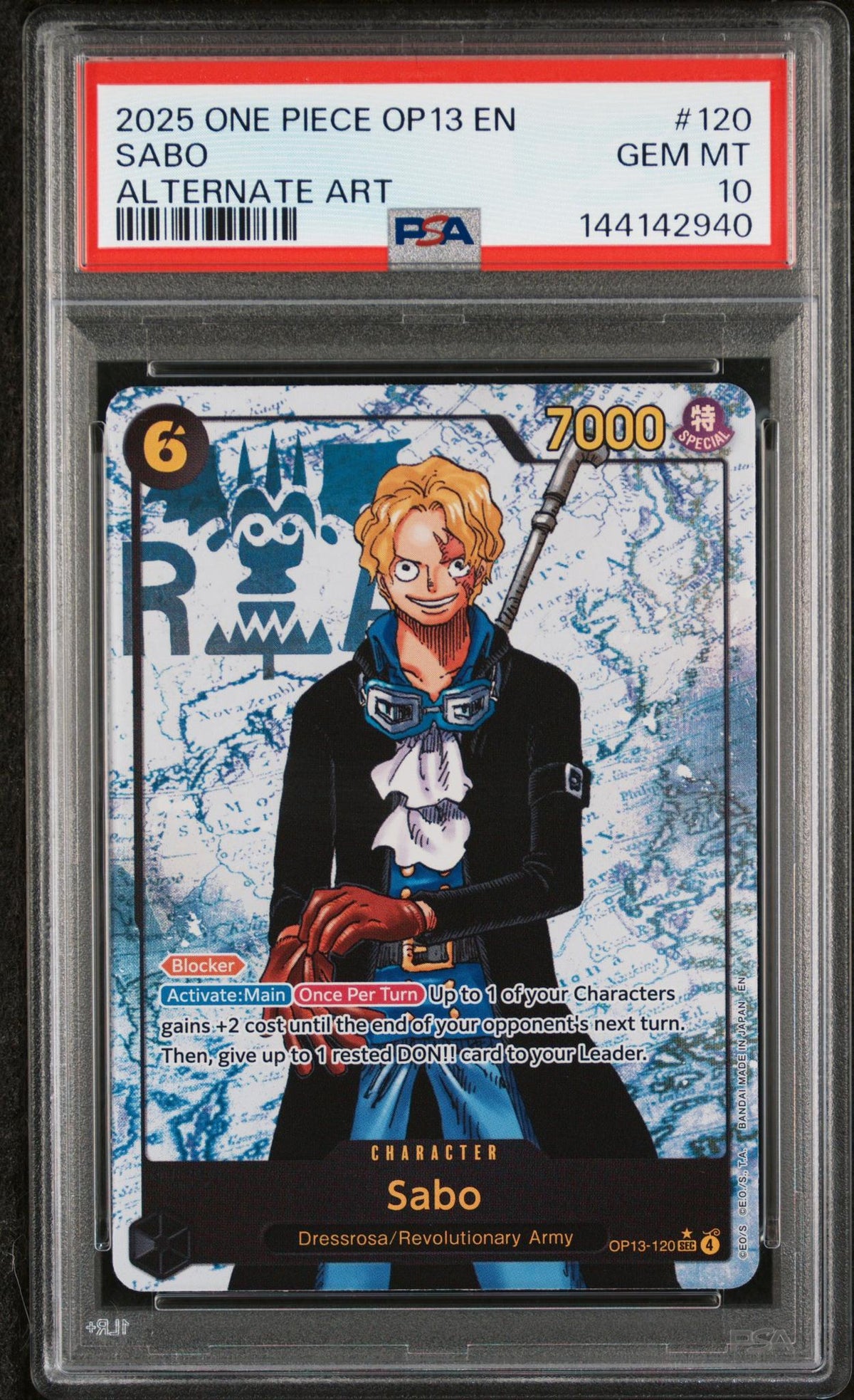 One Piece Card Game Sabo OP13-120 Alternate Art PSA 10