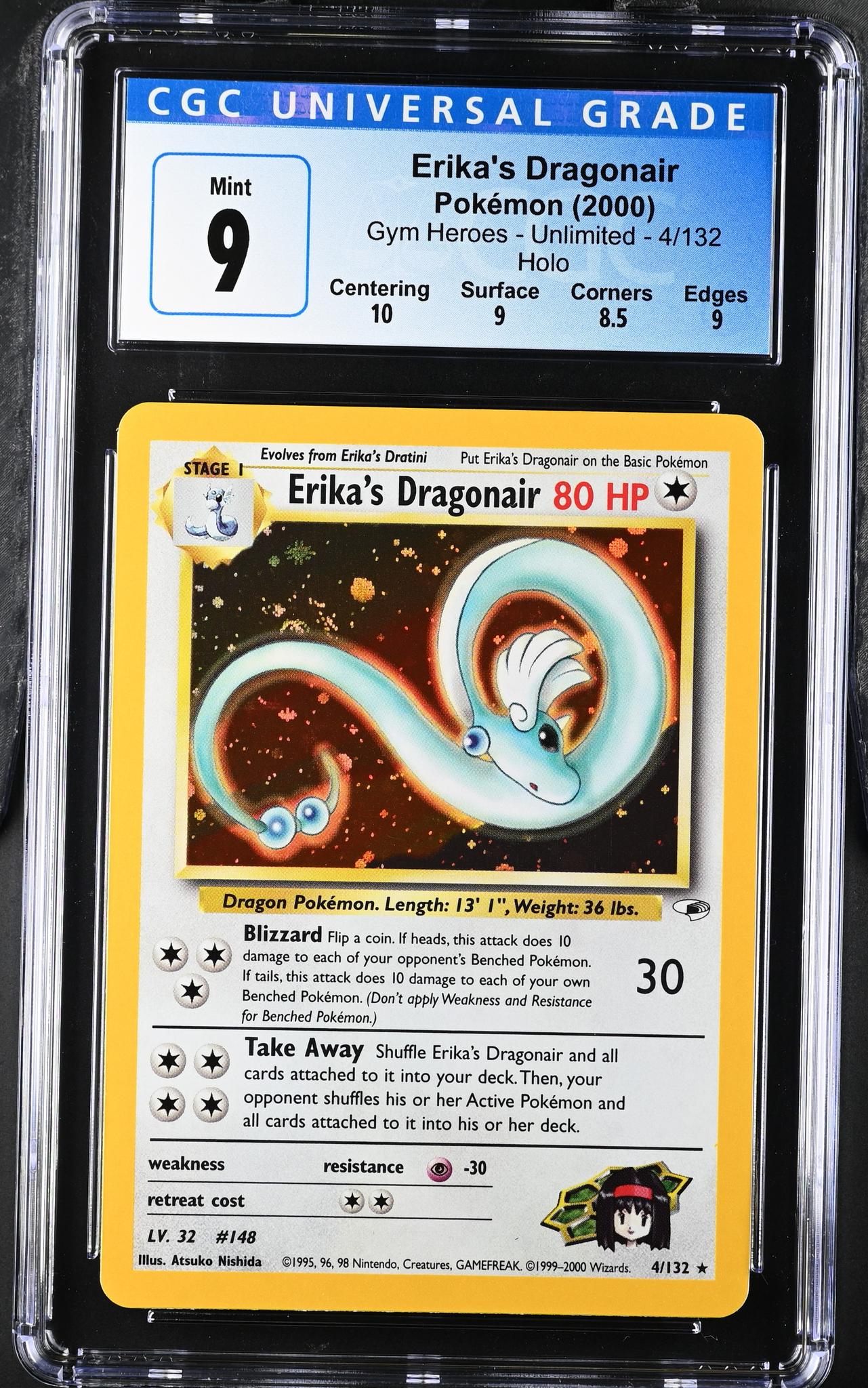 2000 Pokemon #4/132 Erika's Dragonair Gym Heroes - Unlimited CGC 9