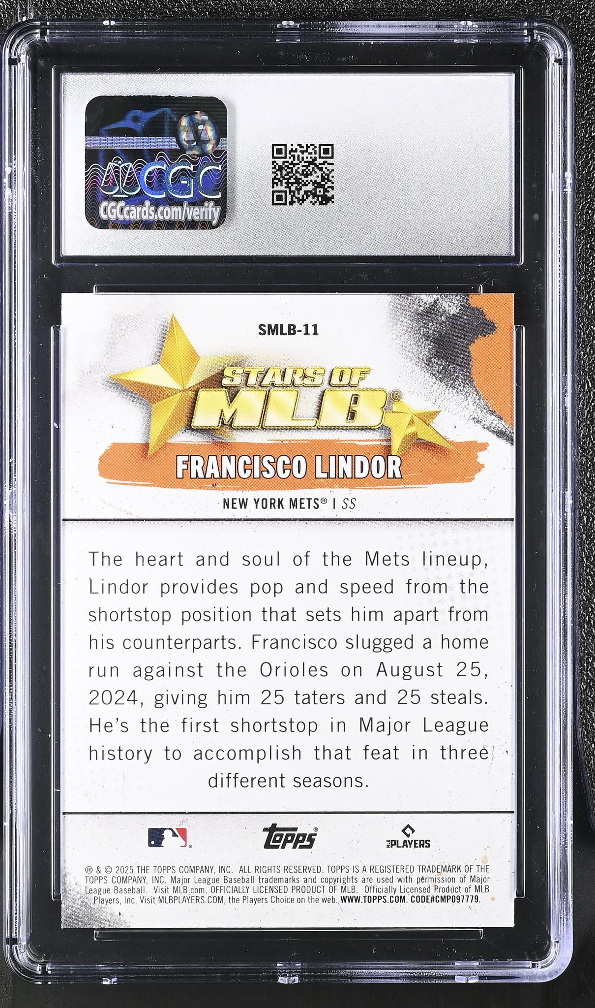 2025 Topps #SMLB-11 Francisco Lindor Stars of MLB CGC 10