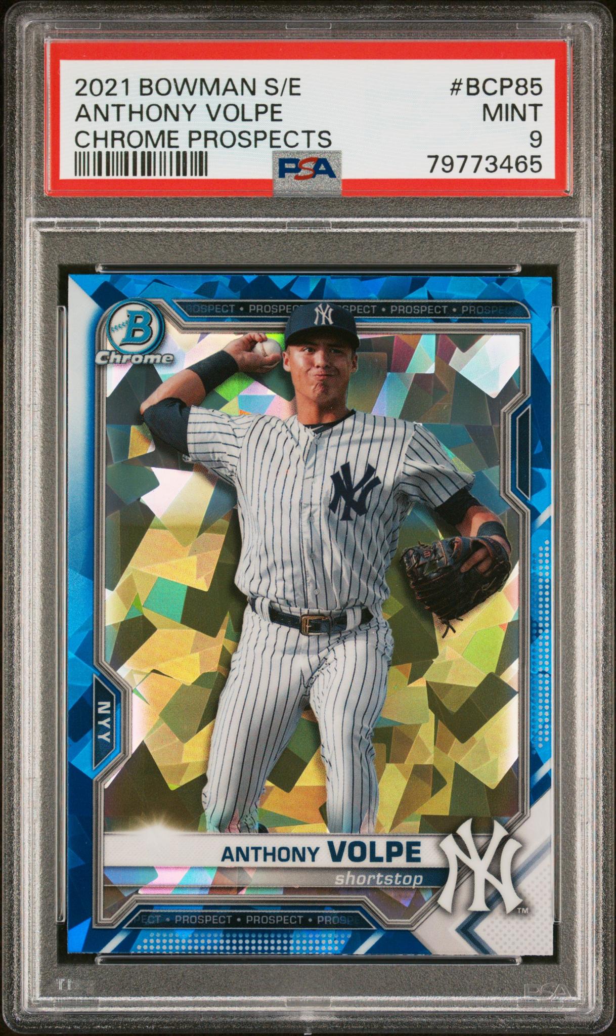 2021 Bowman Sapphire Chrome Prospect Anthony Volpe #BCP85 PSA 9