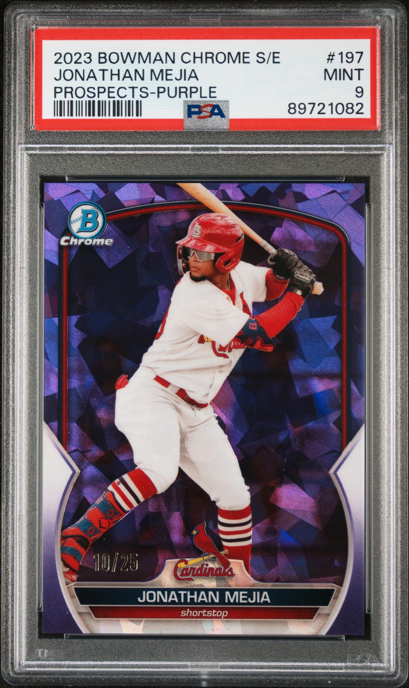 2023 Bowman Chrome Sapphire Edition Prospects Purple Jonathan Mejia #197 /25 PSA 9