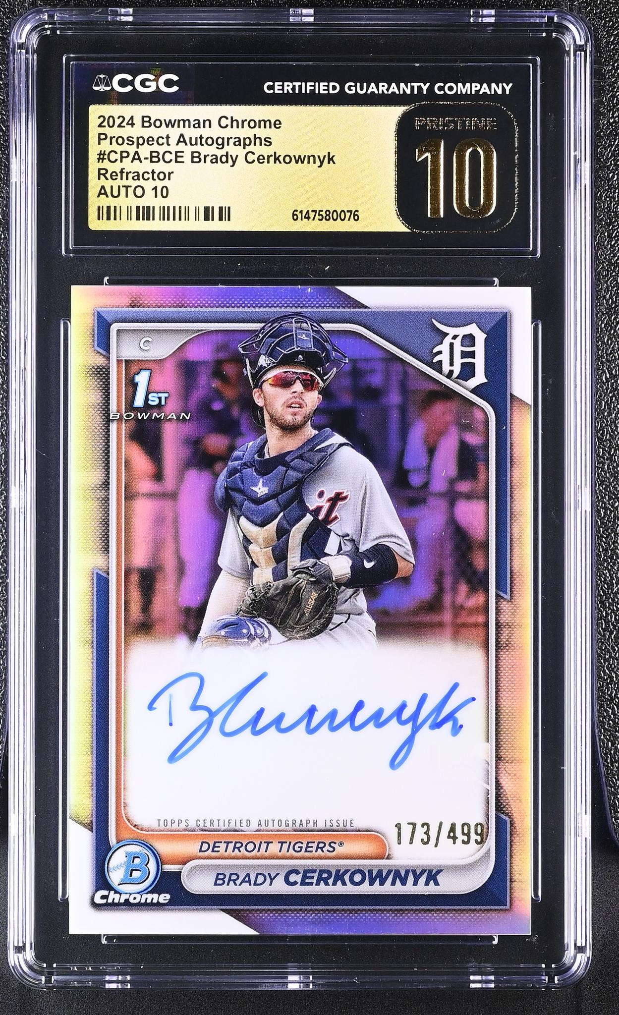 2024 Bowman Chrome #CPA-BCE Brady Cerkownyk Prospect Autographs /499 Auto CGC 10