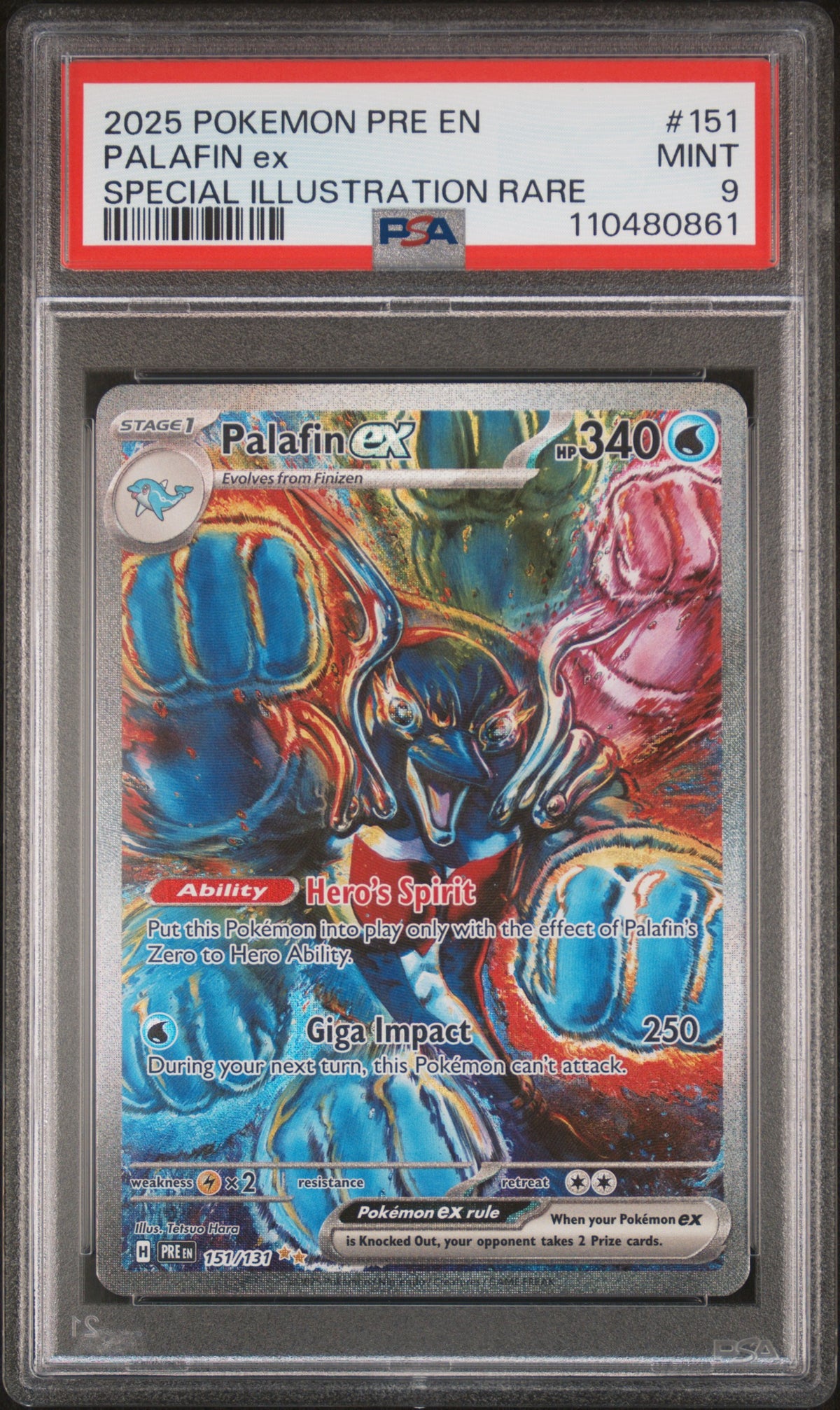 2025 Pokemon Scarlet and Violet Prismatic Evolutions Special Illustration Rare Palkia Ex #151 PSA 9