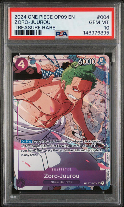 2024 One Piece Zoro-Juurou #004 Treasure Rare PSA 10