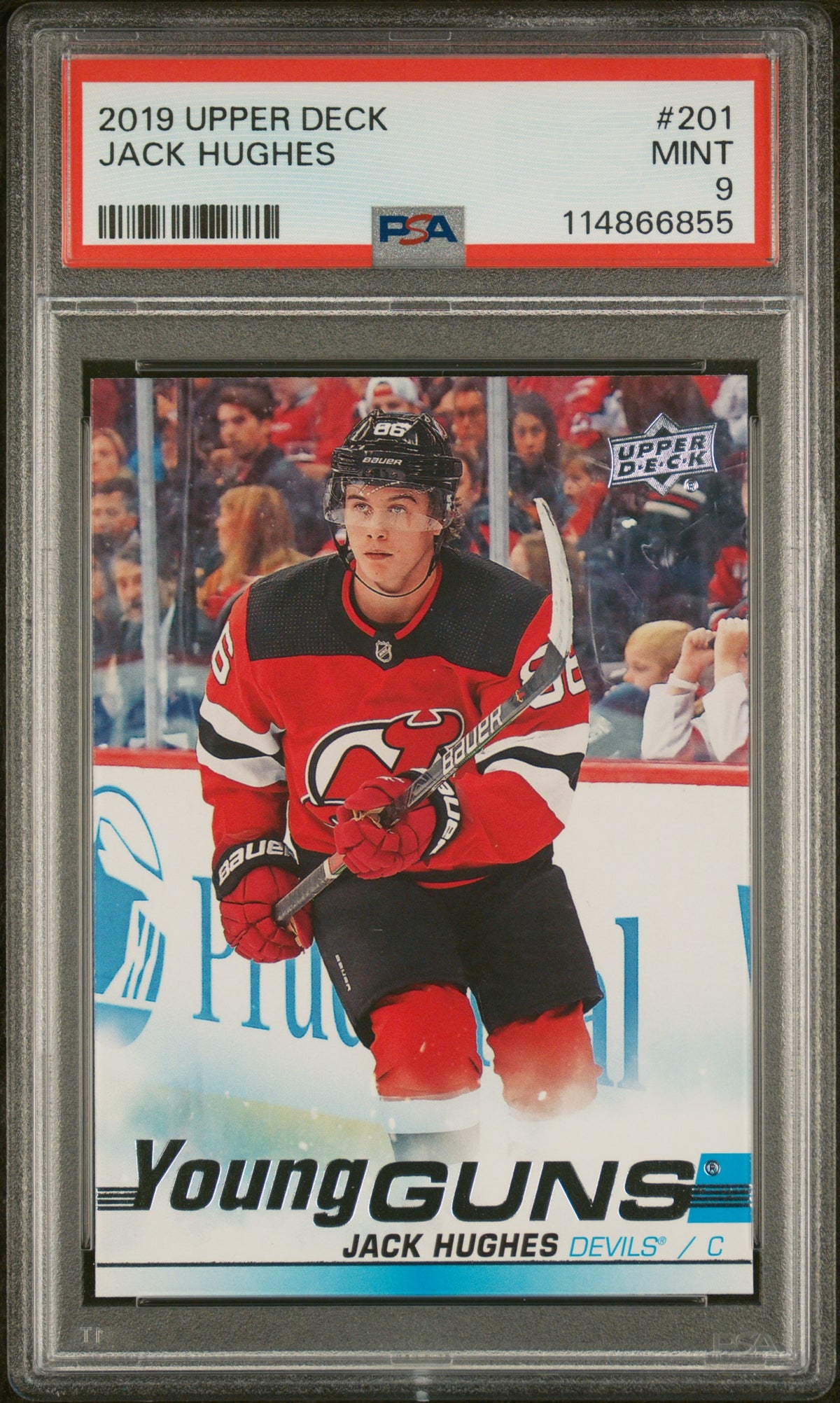 2019 Upper Deck Young Guns Jack Hughes #201 PSA 9