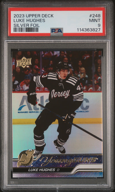 2023-24 Upper Deck Young Guns Luke Hughes #248 PSA 9