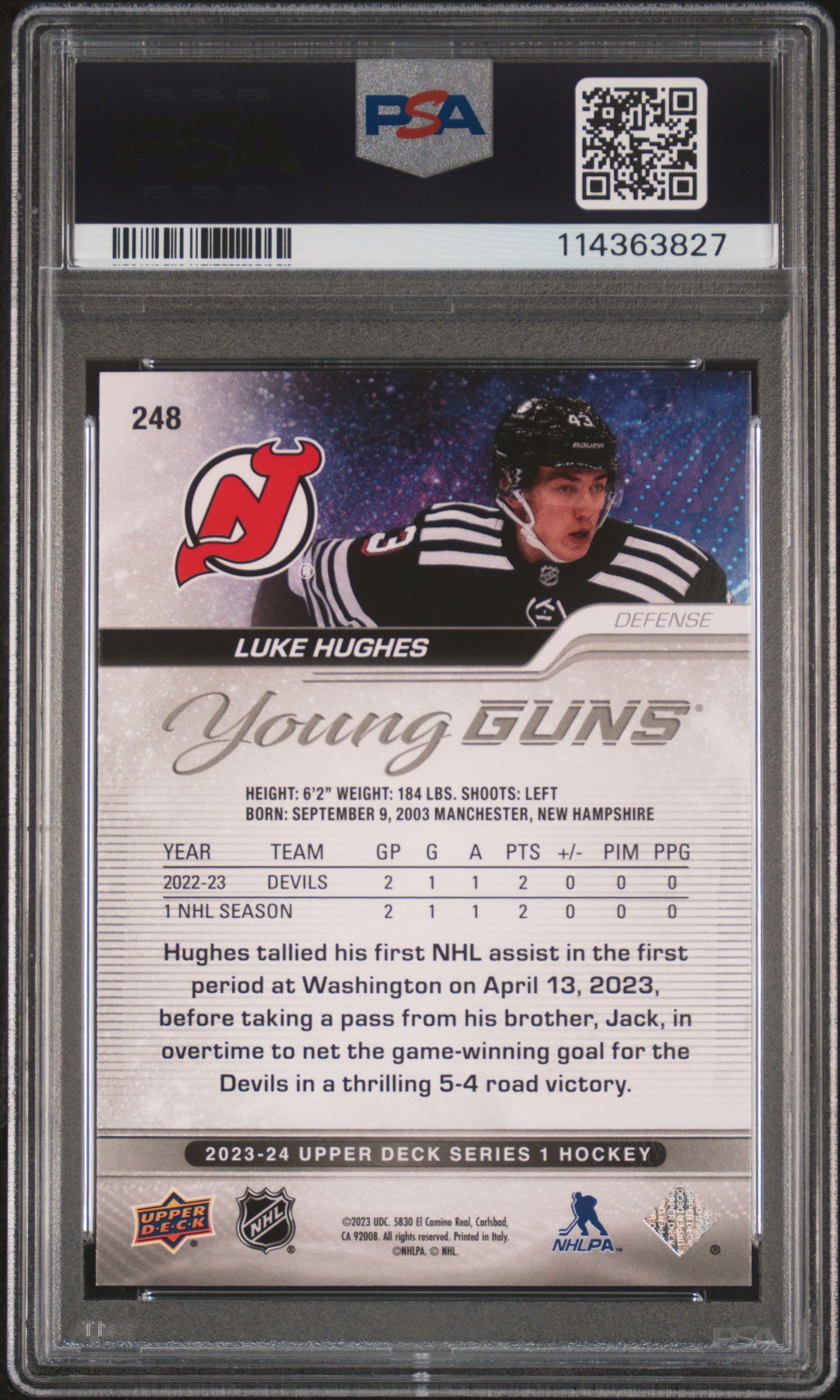 2023 Upper Deck Silver Foil Luke Hughes #248 PSA 9