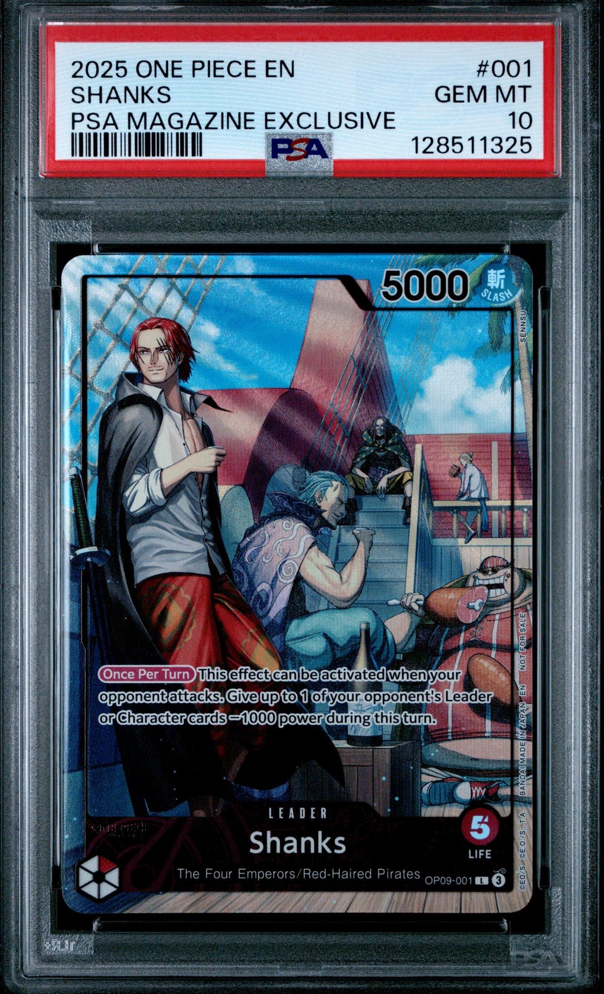 2025 One Piece Card Game Shanks #001 PSA Magazine Exclusive PSA 10