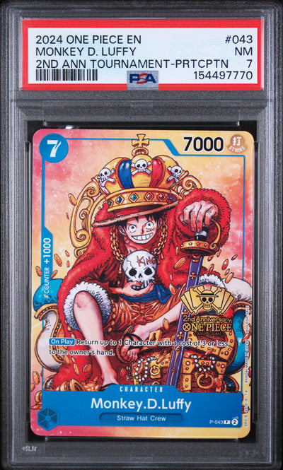 2024 One Piece Tournament Promo 2nd Anniversary Participant Monkey D. Luffy #P043 /47 PSA 7