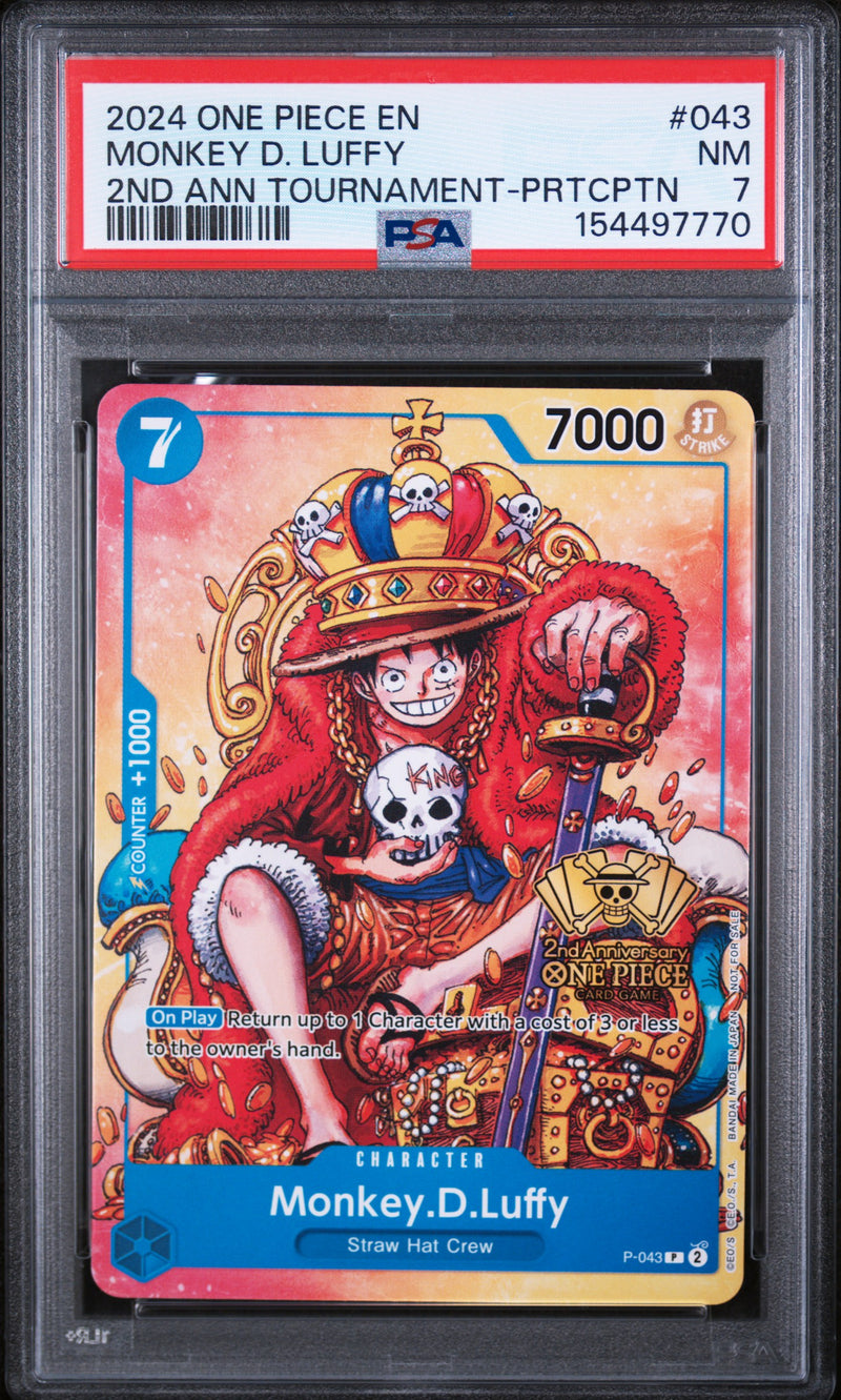 2024 One Piece Tournament Promo 2nd Anniversary Participant Monkey D. Luffy #P043 /47 PSA 7