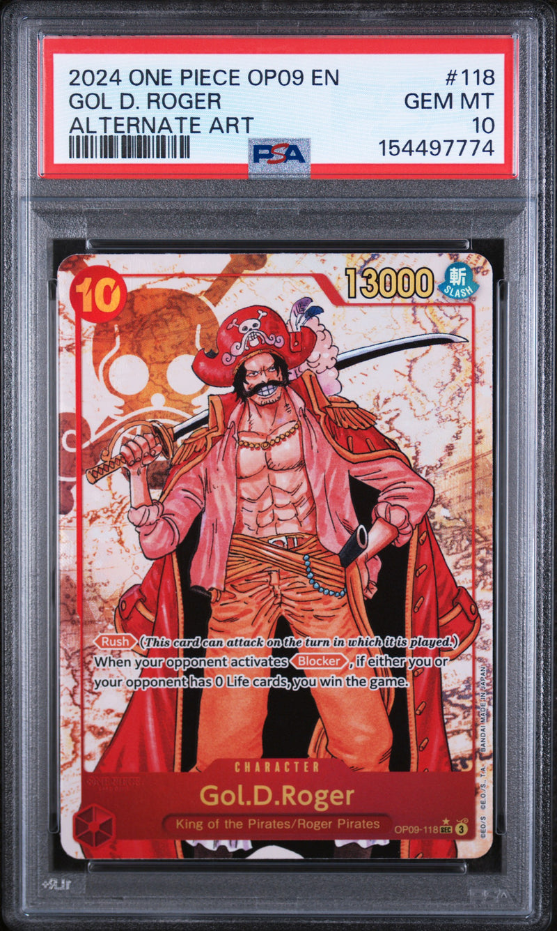 One Piece Card Game Gol D. Roger OP09-118 Alternate Art PSA 10