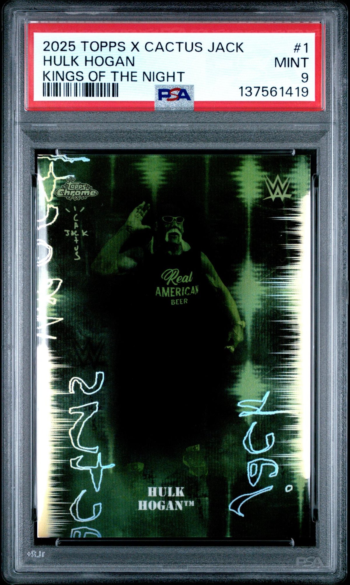 2025 Topps Chrome WWE Hulk Hogan Kings of the Night #KON-1 PSA 9