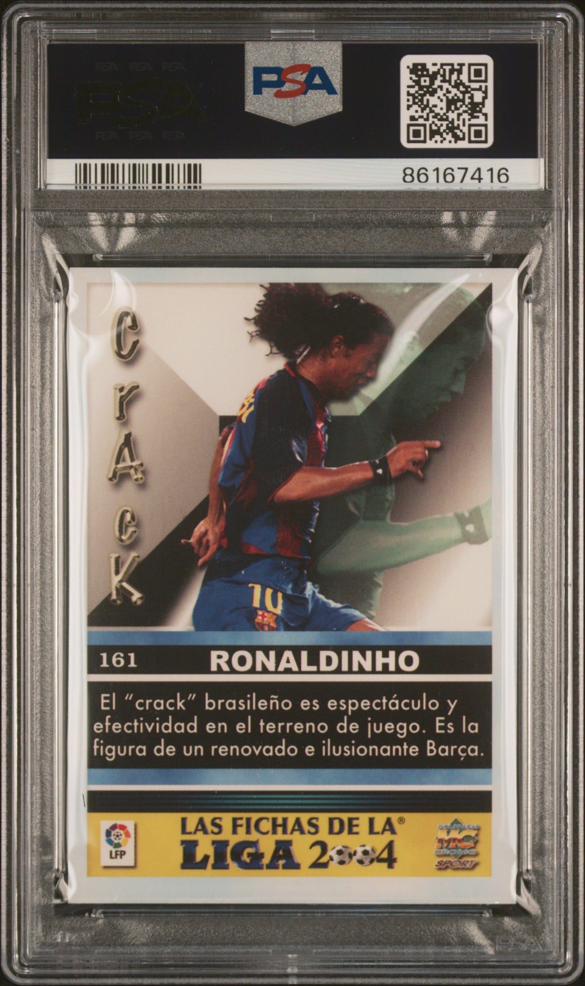 2003 Mundi Cromo Las Fichas De La Liga Ronaldinho #161 PSA 9