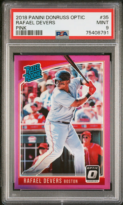 2018 Donruss Optic Pink Prizm Rafael Devers #35 PSA 9