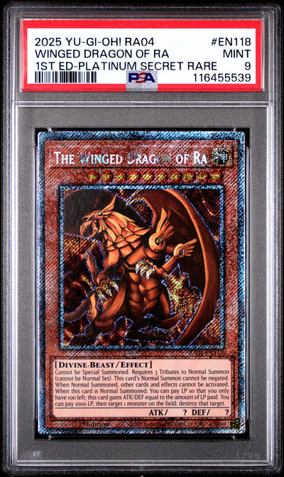 Yu-Gi-Oh! The Winged Dragon of Ra RA04 #EN118 1st Ed Platinum Secret Rare PSA 9