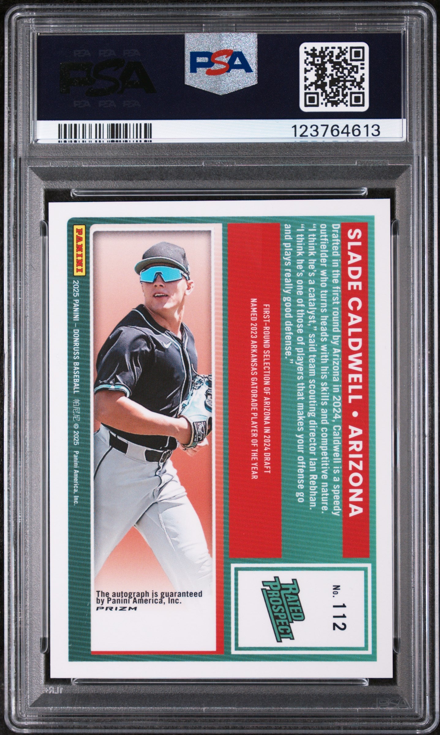 2025 Panini Donruss Optic-Signature Slade Caldwell #112 PSA 8