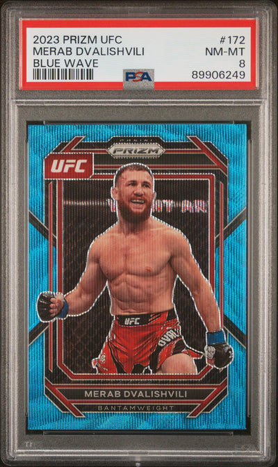 2023 Panini Prizm UFC Blue Wave Merab Dvalishvili #172 PSA 8