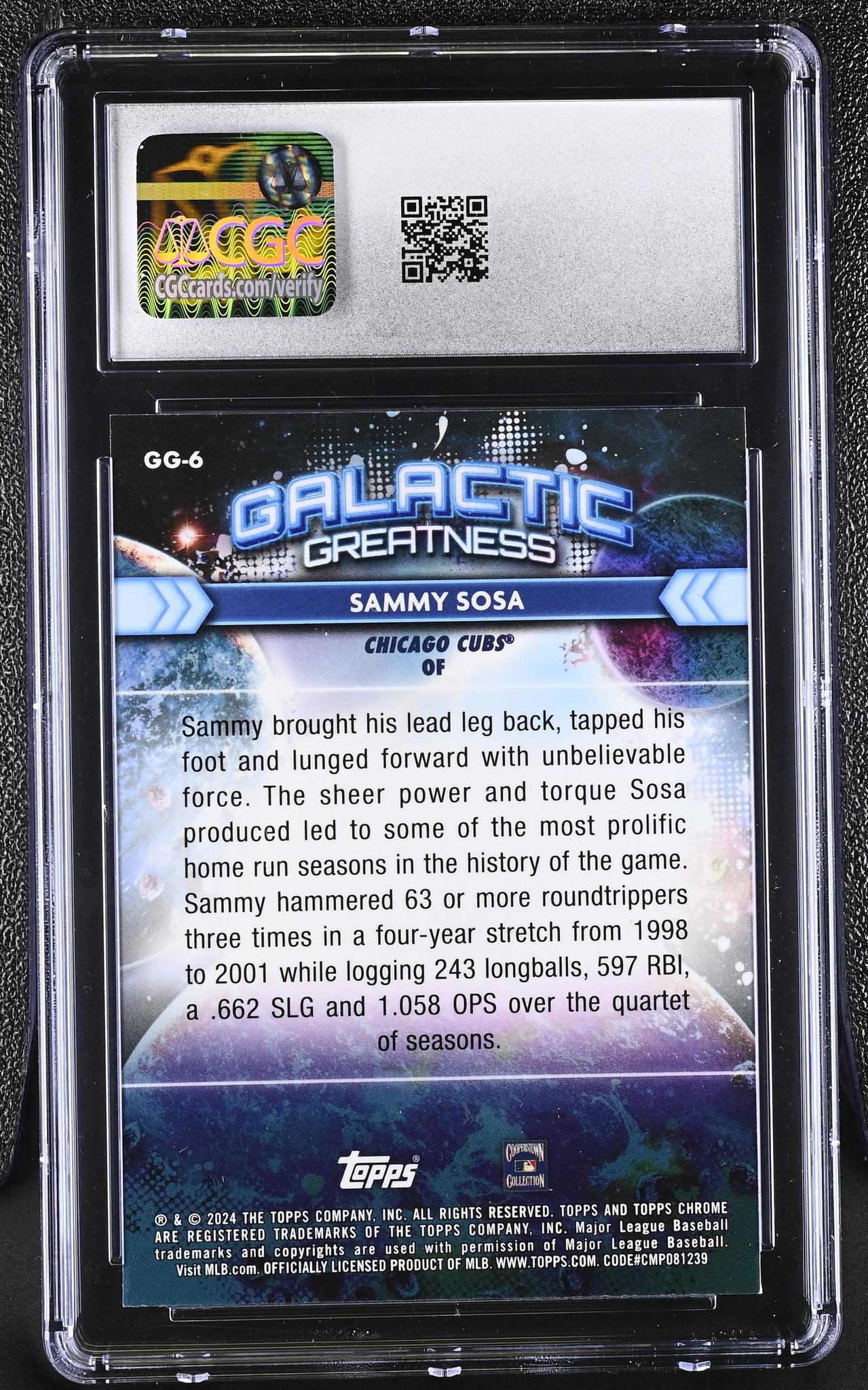 2024 Topps Chrome #GG-6 Sammy Sosa Galactic Greatness CGC 10