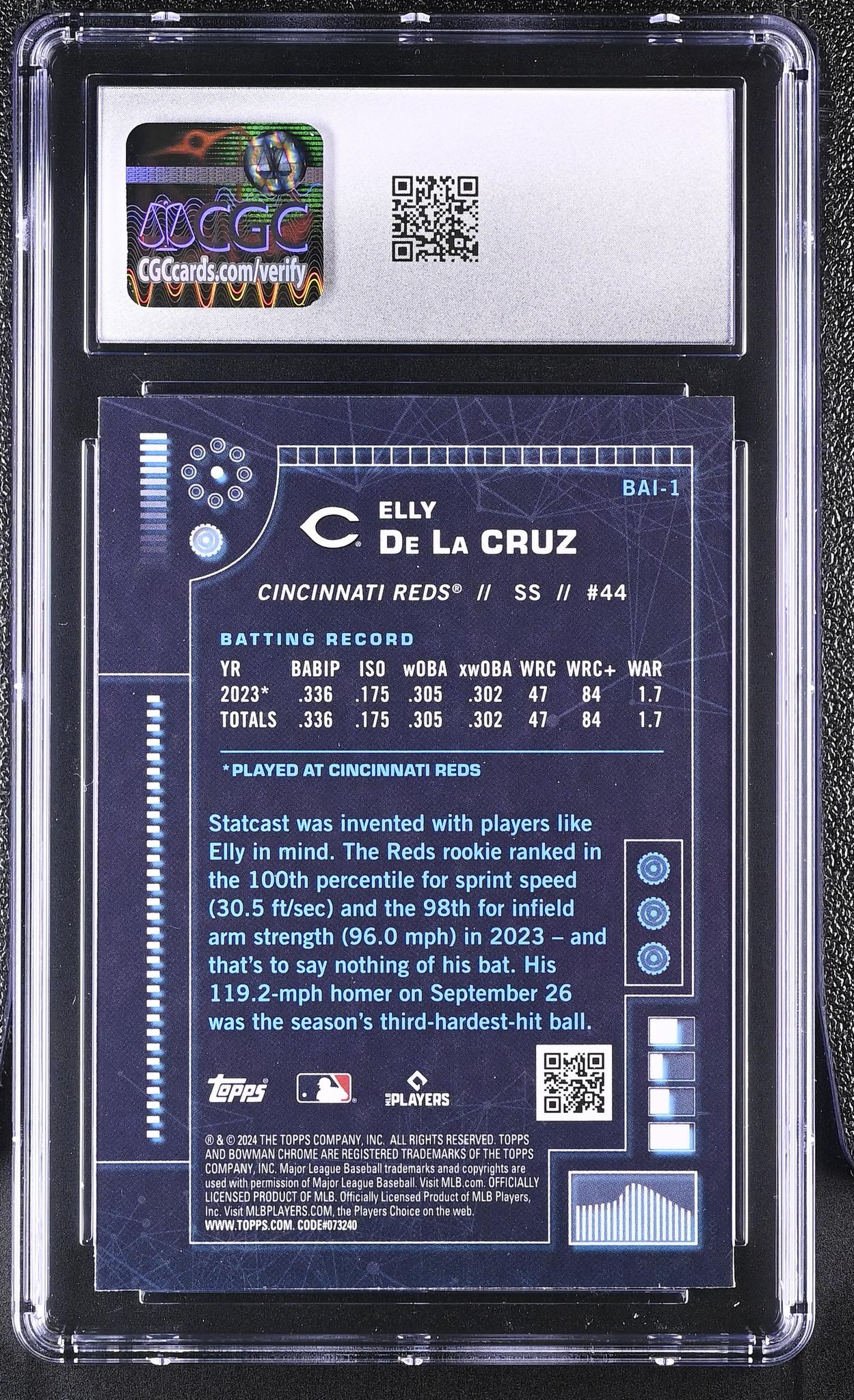 2024 Bowman #BAI-1 Elly De La Cruz Bowman A.I. CGC 9.5
