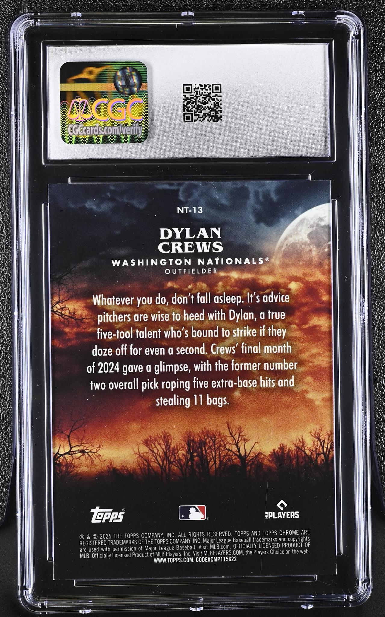 2025 Topps Chrome Update #NT-13 Dylan Crews Night Terrors CGC 10