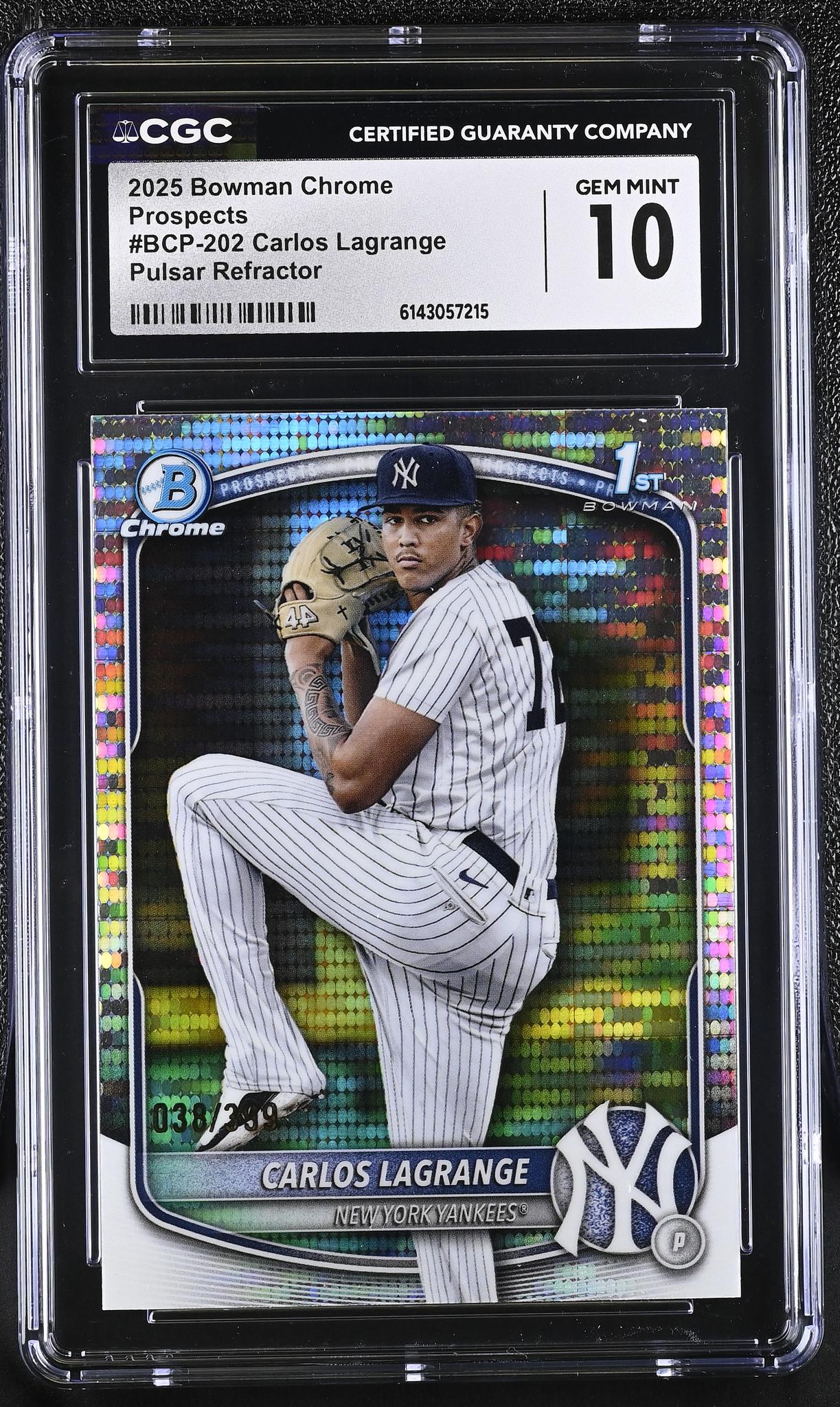 2025 Bowman Chrome #BCP-202 Carlos Lagrange Pulsar Refractor /399 CGC 10