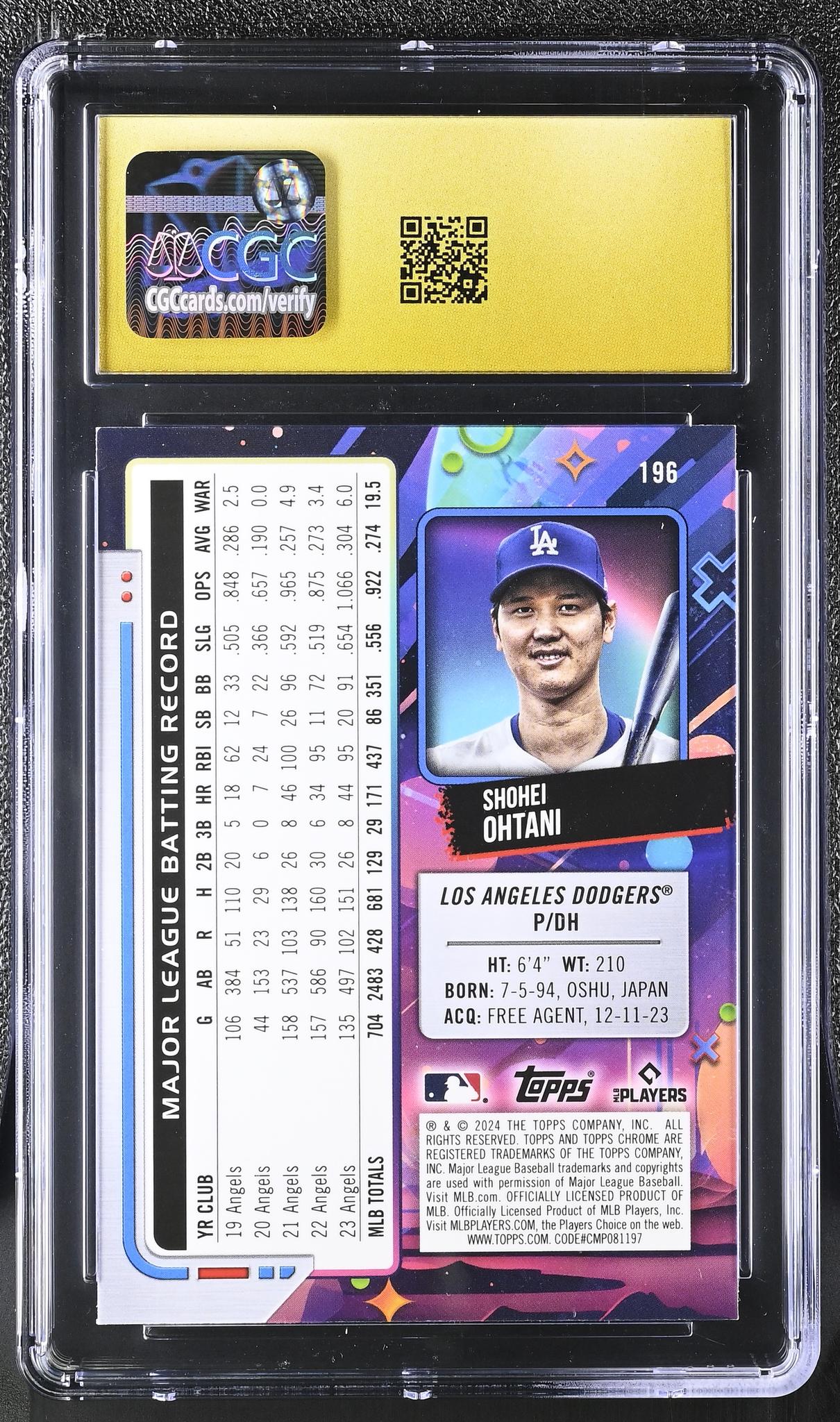 2024 Topps Chrome #196 Shohei Ohtani CGC 10