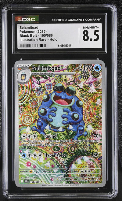Pokémon Black Bolt Seismitoad #105/086 Illustration Rare Holo CGC 8.5