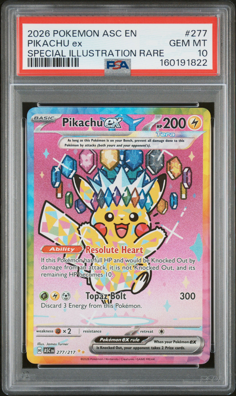 2026 Pokemon Mega Evolution Ascended Heroes Special Illustration Rare Pikachu Ex #277 PSA 10