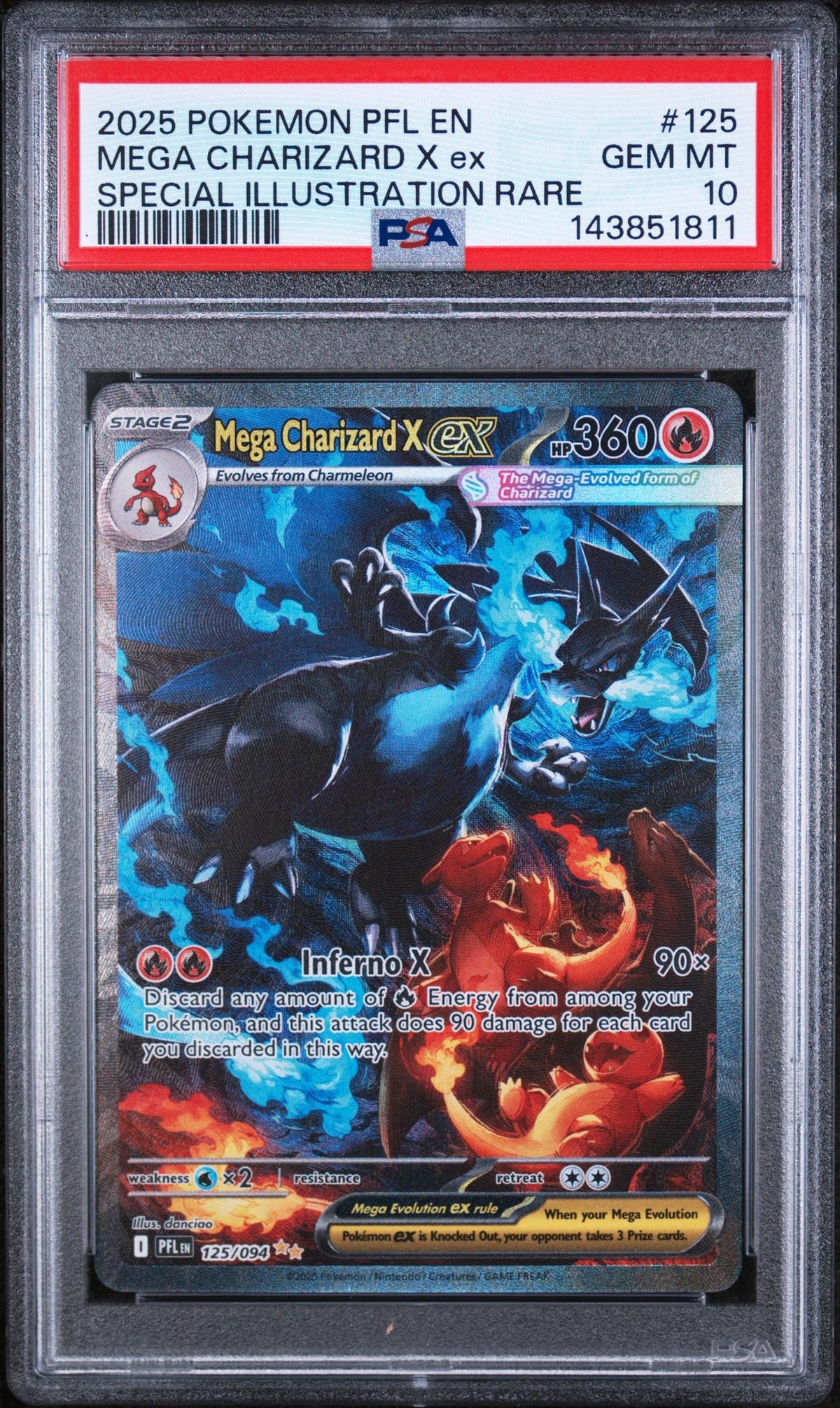 2025 Pokemon Mega Evolution Phantasmal Flames Special Illustration Rare Mega Charizard X Ex #125 PSA 10