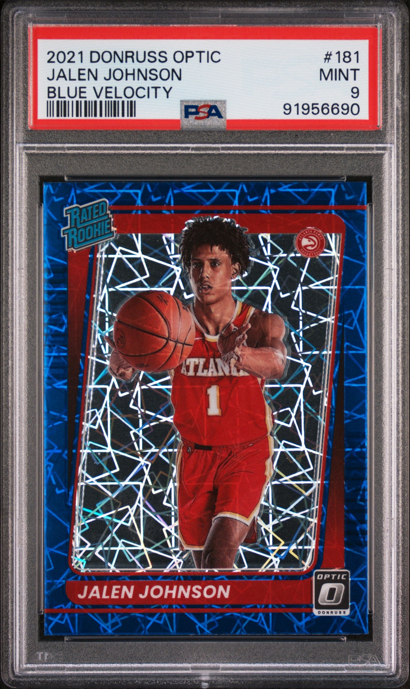 2021 Donruss Optic Rated Rookie Blue Velocity Jalen Johnson #181 PSA 9