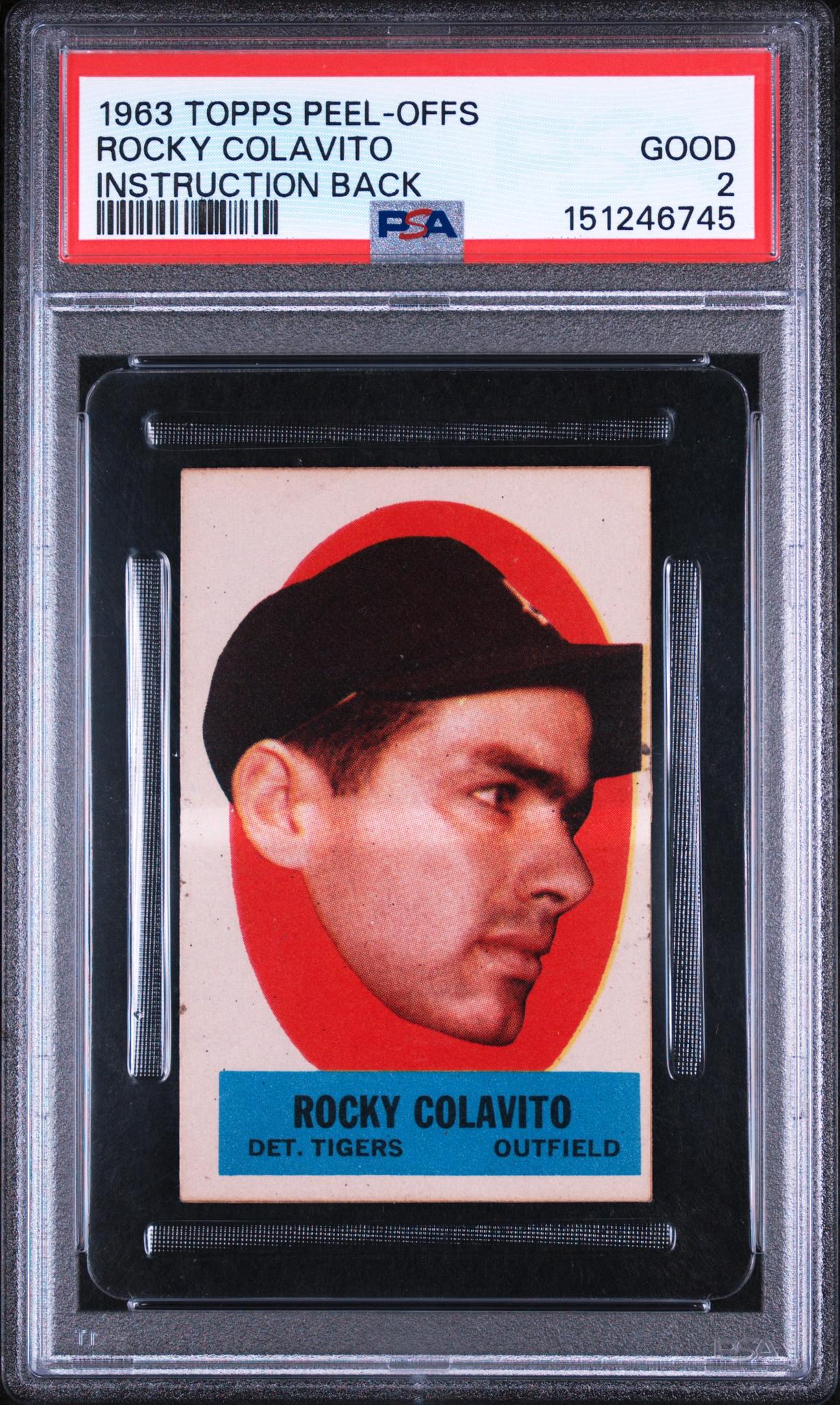 1963 Topps Peel-Offs Rocky Colavito #11 PSA 2