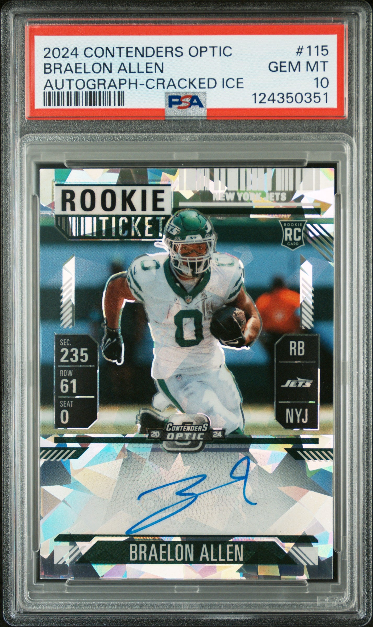 2024 Panini Contenders Optic Cracked Ice Braelon Allen #115 PSA 10