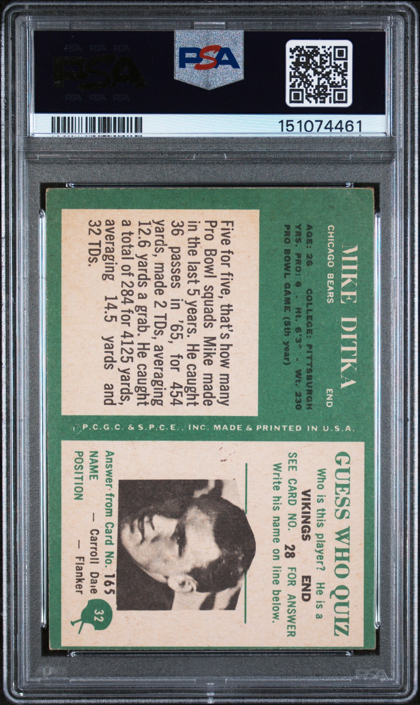 1966 Philadelphia Mike Ditka #32 PSA 4